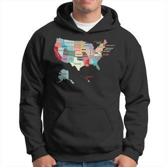 Usa Map With States Names United States Us Hoodie - Monsterry DE