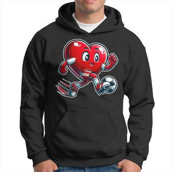 Valentine's Day Soccer Player Heart Cute Sports Hoodie | Mazezy