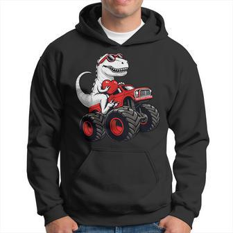 Valentines Day T Rex Riding Monster Truck Toddler Boys Hoodie | Mazezy