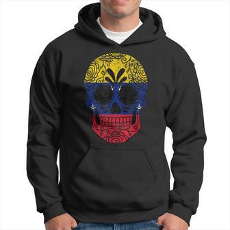 Venezuela Flag Sugar Skull Venezuelan Vintage Hoodie - Monsterry UK