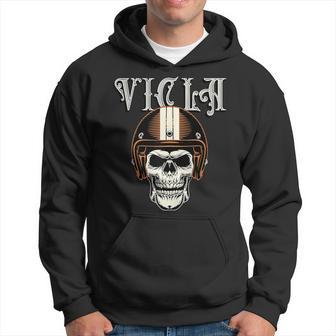 Vicla Gangster Biker Skull Motorcycle Rider Hoodie - Monsterry