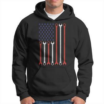 Vintage American Flag Diesel Engine Muscle Car Mechanic Hoodie - Monsterry