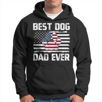 Vintage American Flag Father's Day Papa 4Th Of July Dog Dad Hoodie - Thegiftio UK