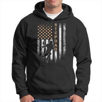 Vintage American Flag Proud Lacrosse Stepdad Lax Silhouette Hoodie - Monsterry