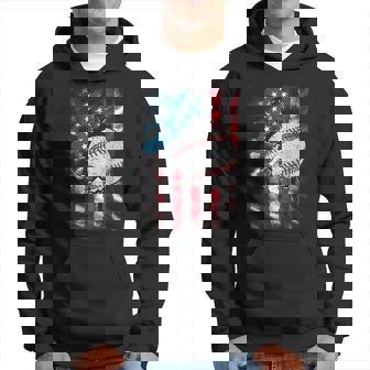 Vintage Baseball 4Th Of July Usa American Flag Boys Hoodie | Mazezy