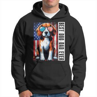 Vintage Best Dog Dad Ever Beagle Fathers Day Usa Flag Hoodie - Thegiftio UK