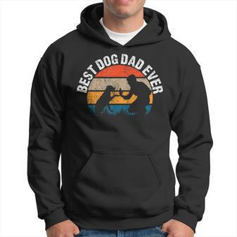 Vintage Best Dog Dad Ever Retro Fist Pump Puppy Doggy Hoodie - Seseable