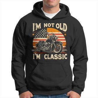 Vintage Biker America Flag Motorcycle Rider Father's Day Hoodie - Thegiftio UK