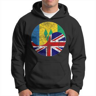 Vintage British & St Vincent And The Grenadines Flags Hoodie - Monsterry