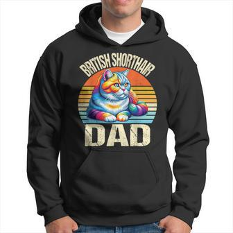 Vintage British Shorthair Dad Cat Lovers Daddy Father's Day Hoodie - Thegiftio UK