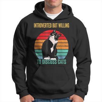 Vintage Cat Introverted But Willing To Discuss Cats Hoodie - Thegiftio UK