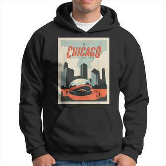 Vintage Chicago Cloud Gate Retro Poster Chicago Landscape Hoodie - Monsterry