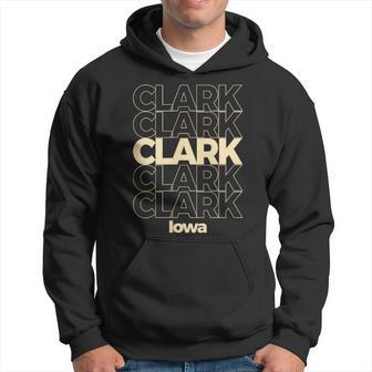 Vintage Clark Iowa Repeating Text Hoodie | Mazezy CA