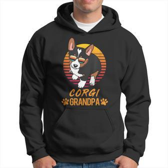 Vintage Cool Tricolor Corgi Dog Grandpa Paw Dad Fathers Day Hoodie - Monsterry UK