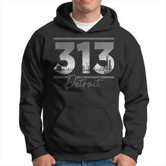 Vintage Detroit 313 Area Code Skyline Michigan Hoodie - Seseable