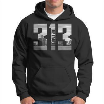 Vintage Detroit Michigan 313 Area Code Skyline Hoodie - Seseable