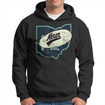 Vintage Distressed Akron Blimp Ohio Map Hoodie - Seseable