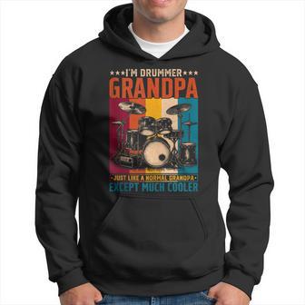 Vintage Drummer Grandpa Drumming Grandfather Father's Day Hoodie - Thegiftio UK