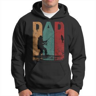 Vintage Fishing Dad Silhouette Father's Day Retro Hoodie - Monsterry UK