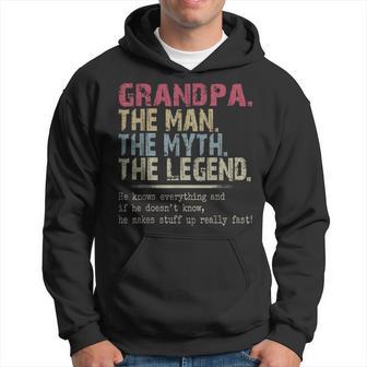 Vintage Grandpa Man Myth Legend Retro He Know Everything Hoodie - Thegiftio UK