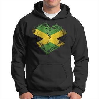 Vintage Jamaica Heart Shape Jamaican Flag Stylish Hoodie - Thegiftio UK