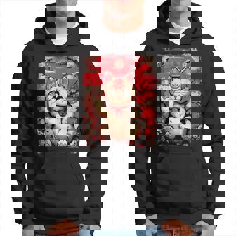 Vintage Japonés Lindo Gato Neko Maneki Neko Y Árbol De Sakura Sudadera - Regaloses