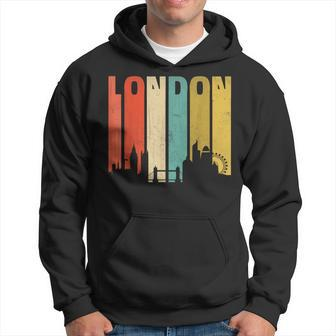 Vintage London Souvenir Retro Stripes London Skyline Hoodie - Thegiftio UK