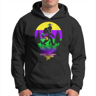 Vintage Mardi Gras Bigfoot Sasquatch Beads Carnival Hoodie - Monsterry DE