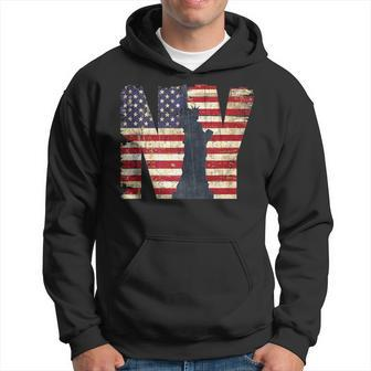 Vintage New York City With Usa Flag New York City Hoodie - Monsterry CA