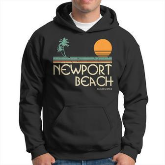 Vintage Newport Beach California Sunset Palms Hoodie - Monsterry DE