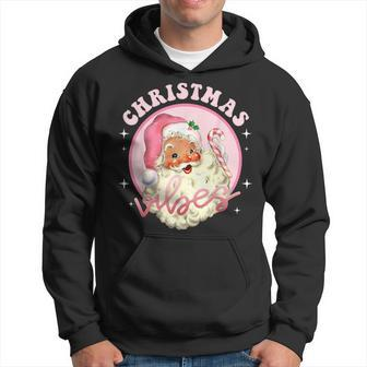 Vintage Pink Christmas Vibes Pink Santa Claus Pajama Hoodie - Thegiftio UK