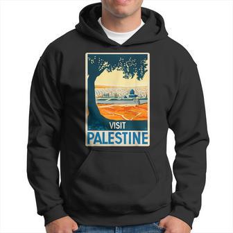 Vintage Poster Middle East T Art-Visit Palestine Hoodie - Thegiftio UK