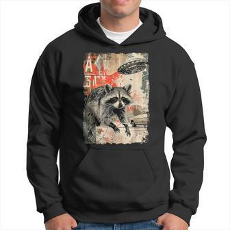 Vintage Raccoon Ufo Alien Animal Raccoon Hoodie - Geschenkecke