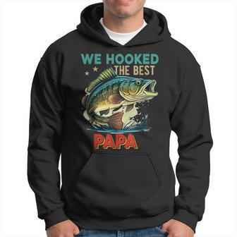 Vintage Retro We Hooked The Best Papa Father's Day Fisher Hoodie - Thegiftio UK