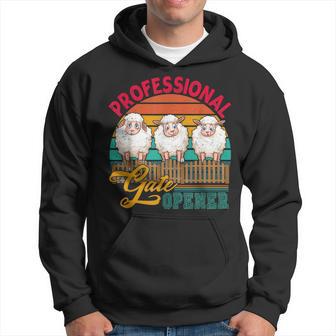 Vintage Retro Professional Gate Opener Three Sheep Farmer Hoodie - Monsterry CA