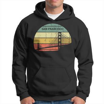 Vintage Retro Sunset San Francisco Golden Gate Bridge Hoodie - Monsterry