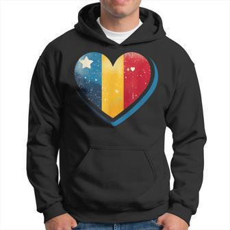 Vintage Rumänische Banner Fan Rumänien Flagge Herz Retro Kunst Kapuzenpullover - Geschenkecke