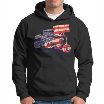 Vintage Sprint Car American Flag Racer Racing Men Hoodie - Monsterry AU
