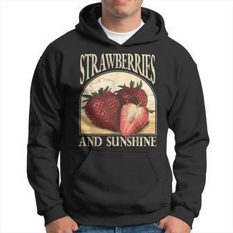 Vintage Strawberry Vegetarian Fruit Strawberries Vegan Hoodie - Monsterry UK