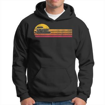 Vintage Style Pontoon Boat Silhouette Retro Boating 90S Hoodie - Monsterry