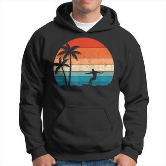 Vintage Sunset Palm Surfer Retro Surfing Beach Surf Hoodie - Seseable