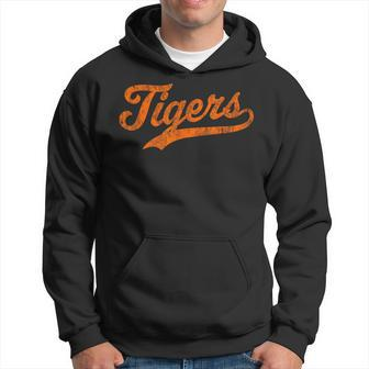 Vintage Tigers Mascot Spirit Tiger Sports Name Tiger Orange Hoodie - Seseable