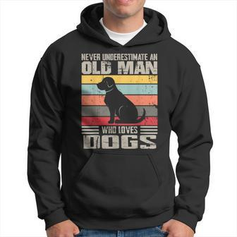 Vintage Never Underestimate An Old Man Who Loves Dogs Cute Hoodie - Thegiftio UK