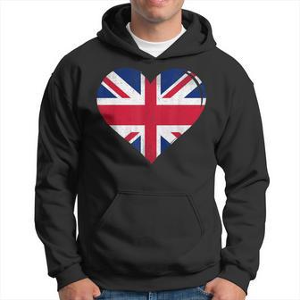 Vintage United Kingdom Flag Heart For England Hoodie - Monsterry DE