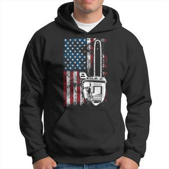 Vintage Us Flag Chainsaw Cute Woodworker Logger Hoodie | Mazezy