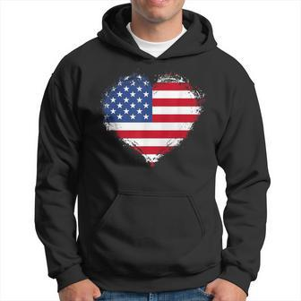 Vintage Usa Patriotic 4Th Of July Fourth American Flag Heart Hoodie - Monsterry UK