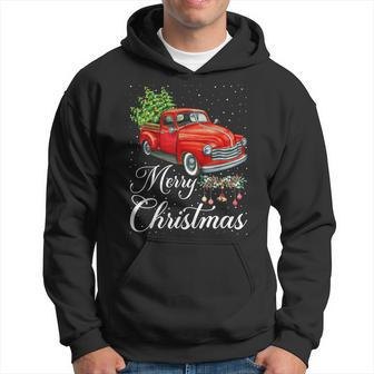 Vintage Wagon Red Car Merry Christmas Tree Hoodie - Thegiftio UK