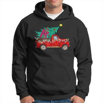 Vintage Wagon Red Truck Christmas Tree Pajama Xmas Hoodie - Monsterry