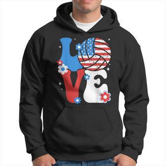 Volleyball Love 4Th Of July Us American Flag Volleyball Hoodie - Thegiftio UK