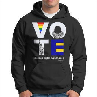 Vote Dissent Collar Statue Of Liberty Pride Flag Equality Hoodie - Monsterry CA